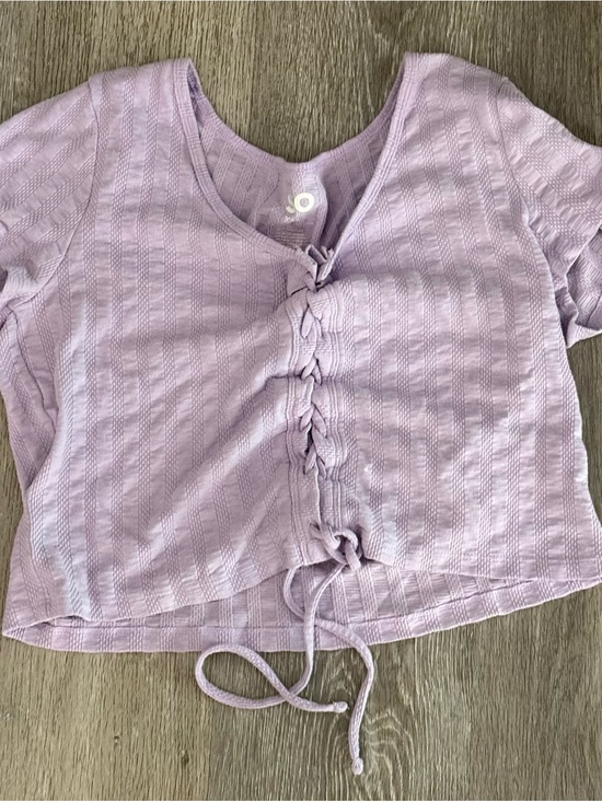 SO Tops - SO Lilac Lace-Up Crop Top